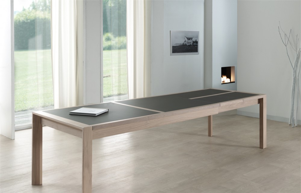 Table rect. 200(350)x100  E8 N°3 verre taupe - 2 all.(3)