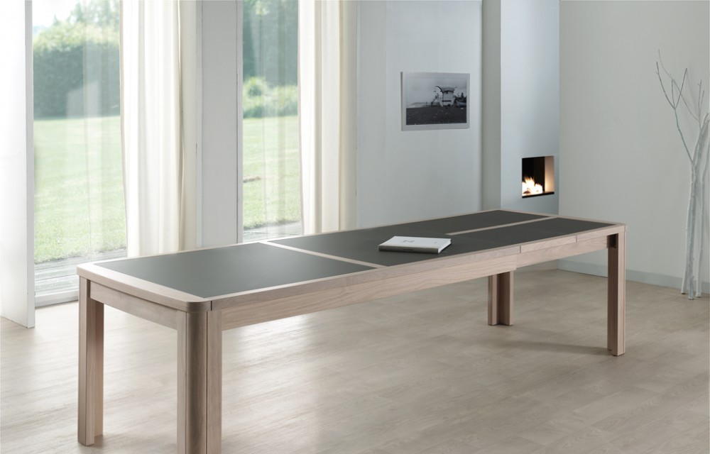 Table rect. 200(350)x100 E8 N°4 verre taupe 2 all. (1)