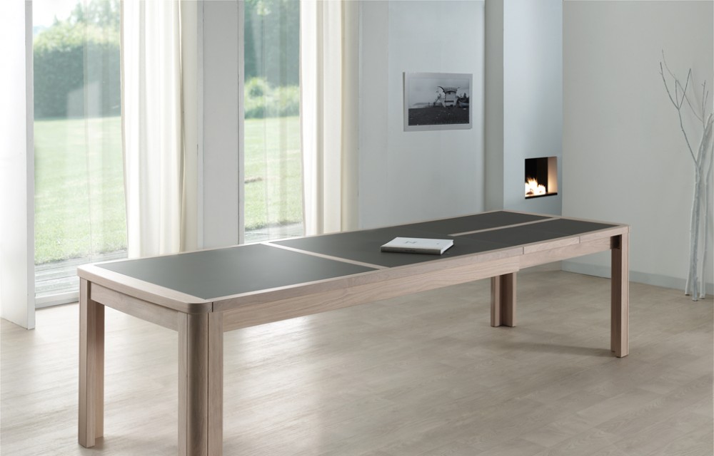 Table rect. 200(350)x100 E8 N°4 verre taupe 2 all. (1)