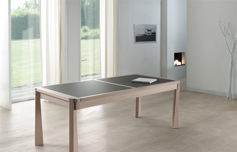 Table rect. 200x100 E8 N°5 verre taupe fermée (1)